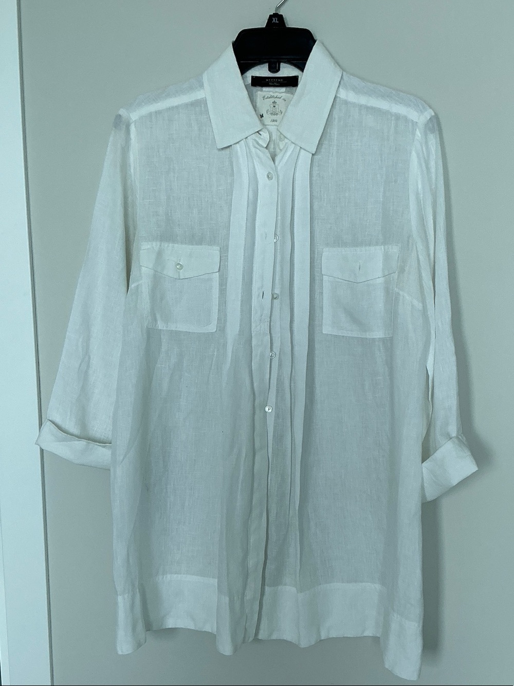 Max Mara Weekend white linen shirt 31 inches long size M